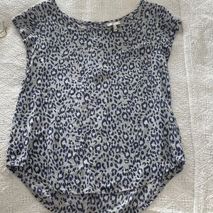 Joie Blue and Gray Silk Short Sleeve Top